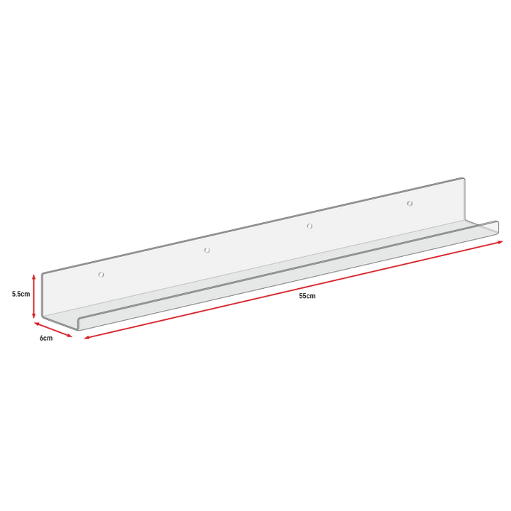 Tablette de Plexiglass Transparent 55cm