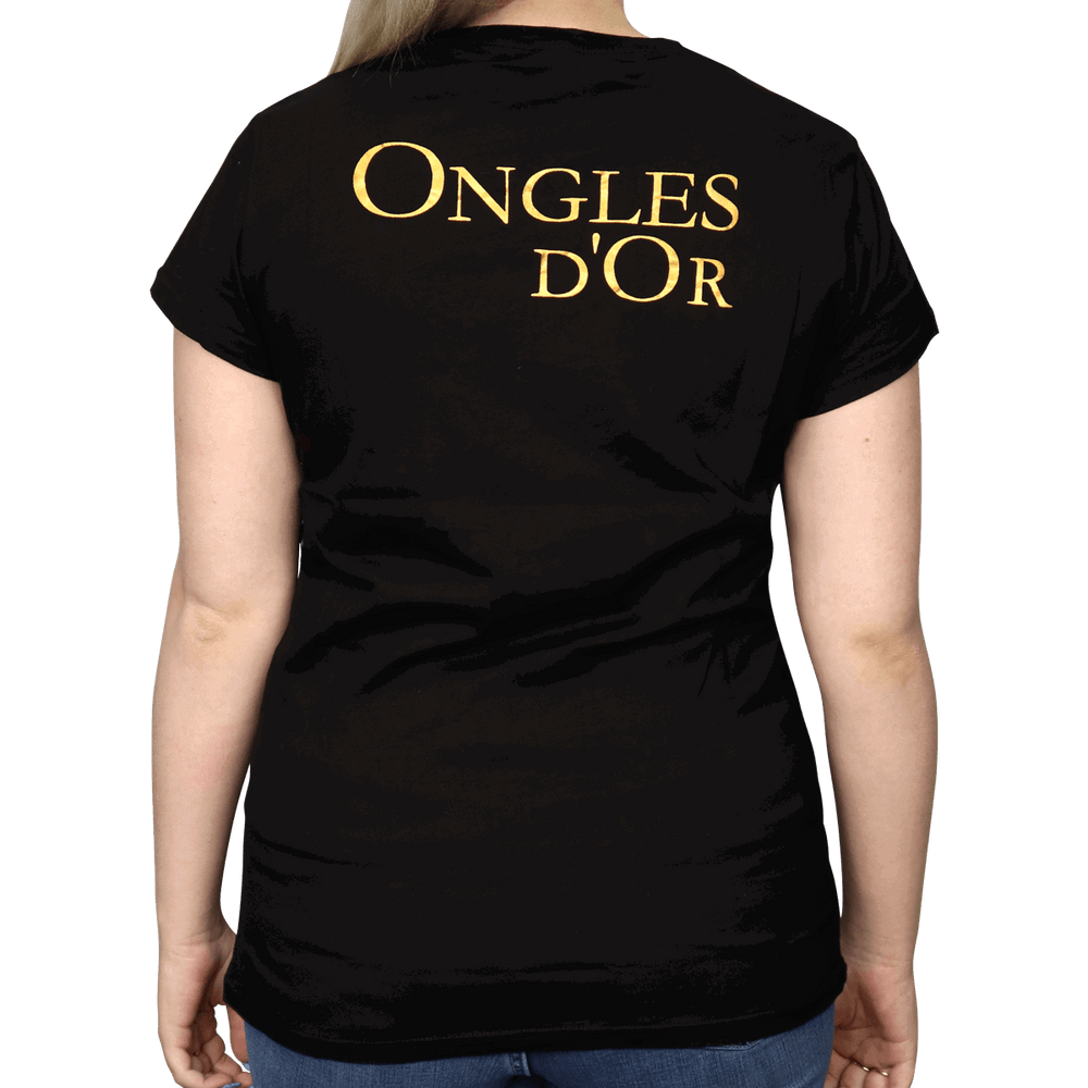 Ongles d'Or Deep Black V-Neck T-Shirt