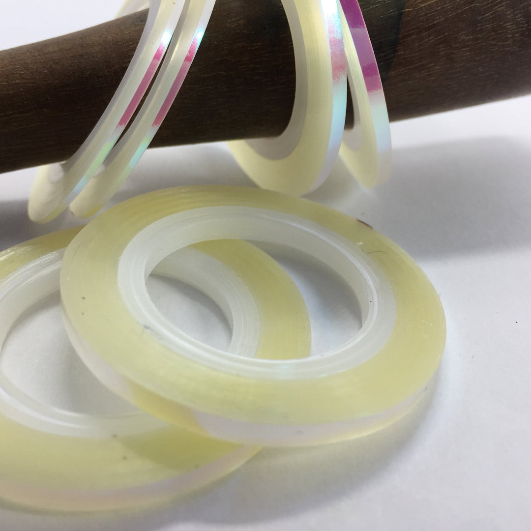 6 rubans autocollantsdécoratifs blanc hologramme de largeur variée