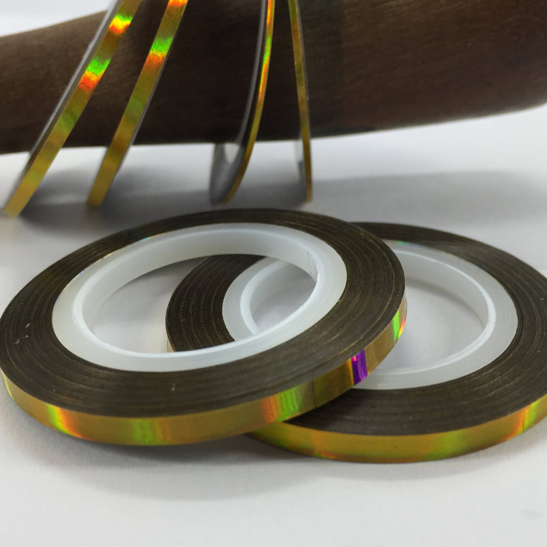 6 rubans autocollantsdécoratifs or hologramme de largeur variée