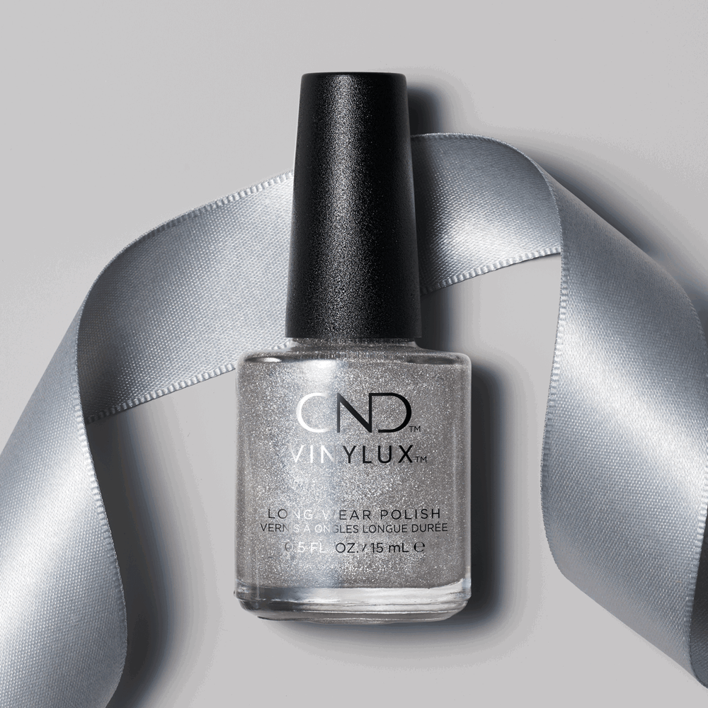 Vinylux CND Vernis à Ongles #418 Steel Kisses 15mL, Collection Painted Love, argent, brillants