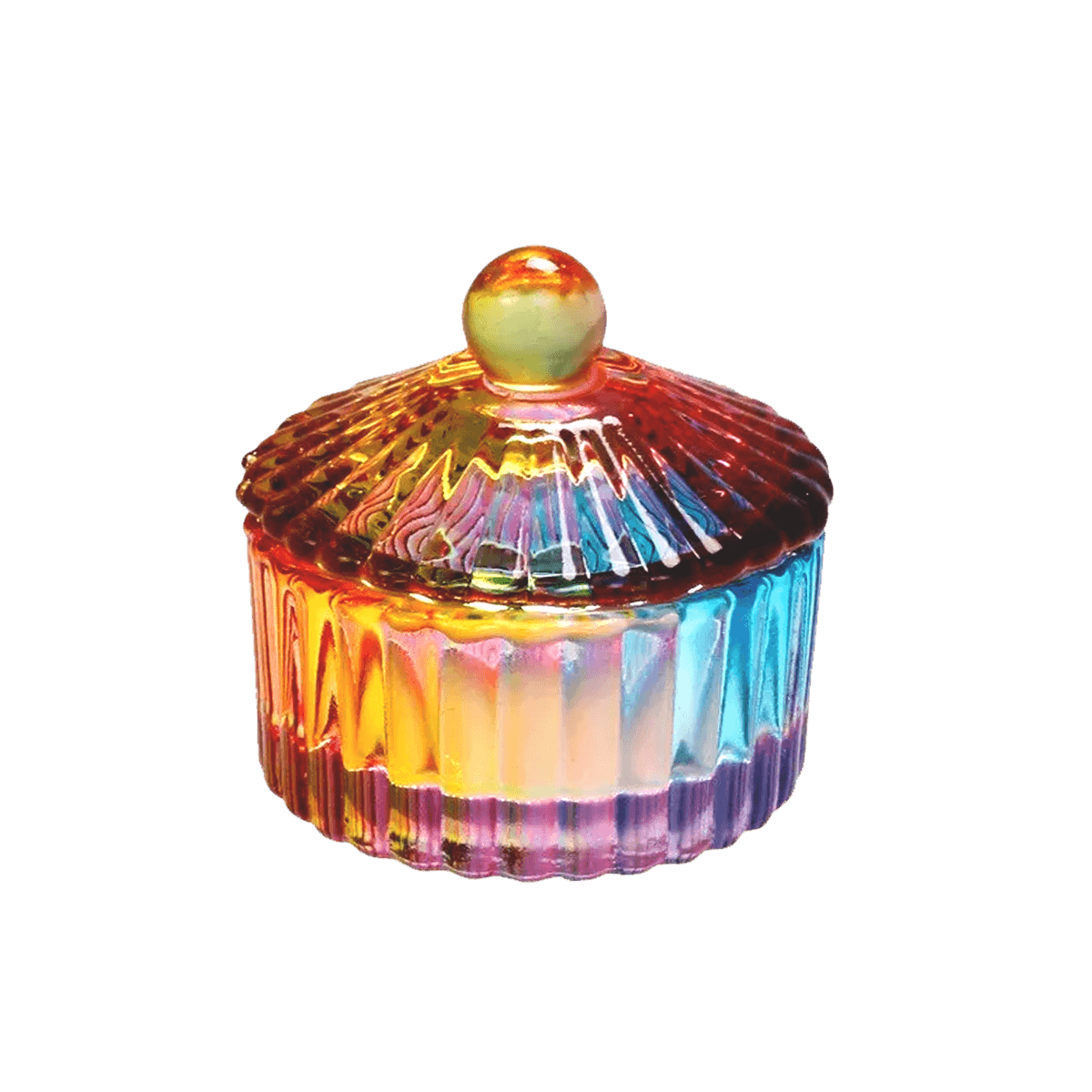 Contenant Cristal pour Poudre Rond Ligné Multicolore (40mm)