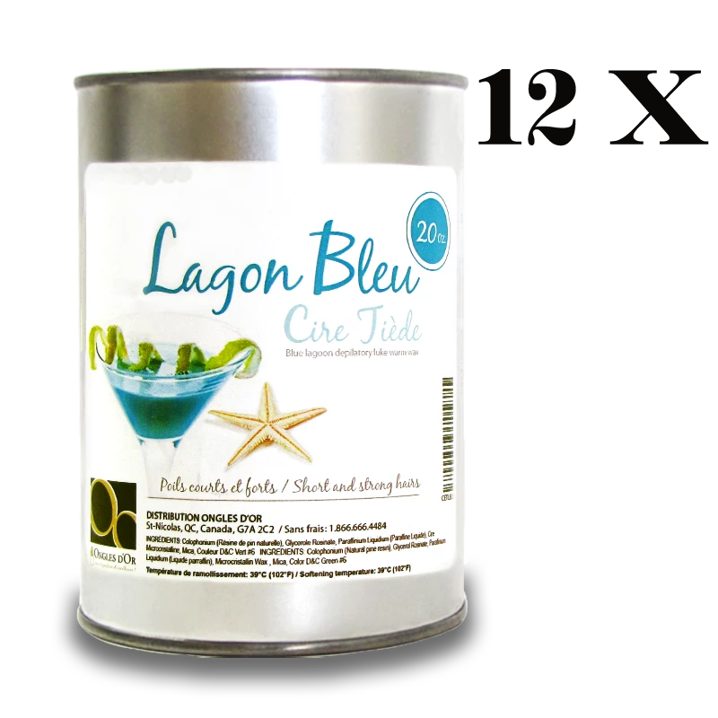 Cire Épilatoire Tiède Lagon Bleu Métal 20 oz (Douzaine)