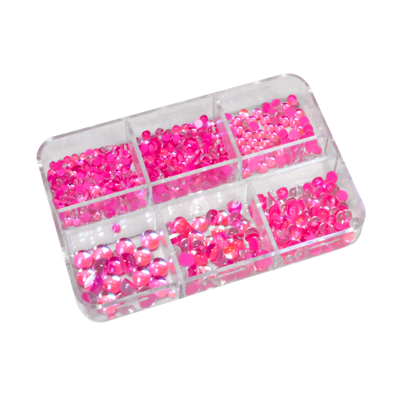 Nail Art Kit - Pink AB Half Peals Mermaid Stones (6 S