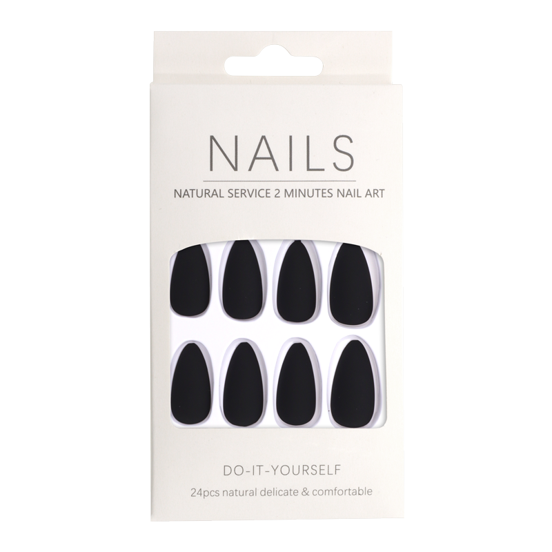 Press-On Nails Amande Noir Mat 24pcs