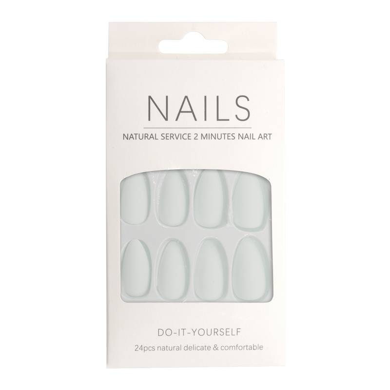 Press-On Nails Matte White Almond 24pcs