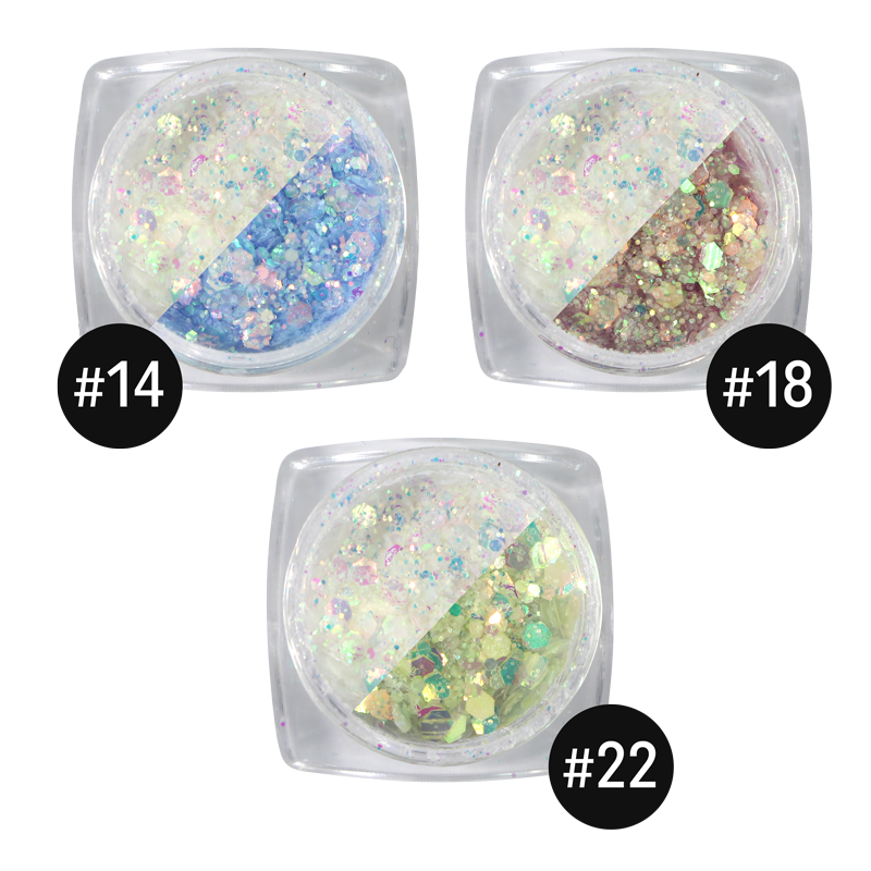 UV Changing Glitter Powder Kit of 3pcs (B14, B18, B22)