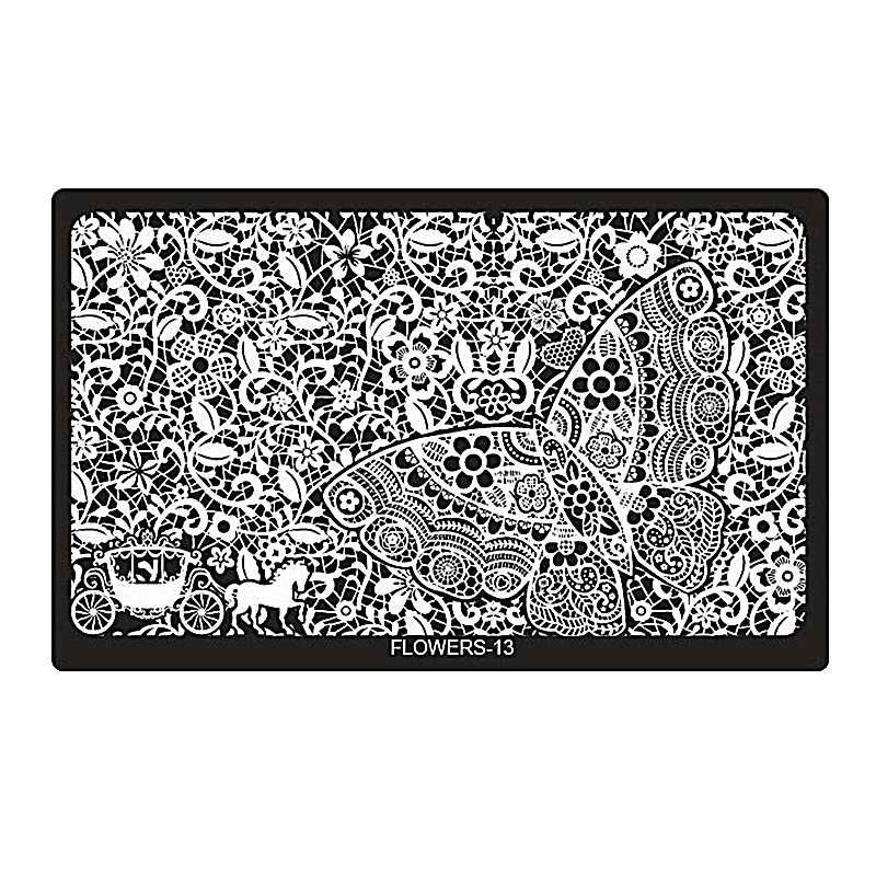 Plaque de Stamping XL Rectangulaire Flowers-13 (6,5'' x 4'')