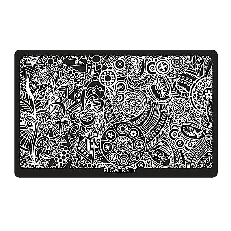 Plaque de Stamping XL Rectangulaire Flowers-17 (6,5'' x 4'')