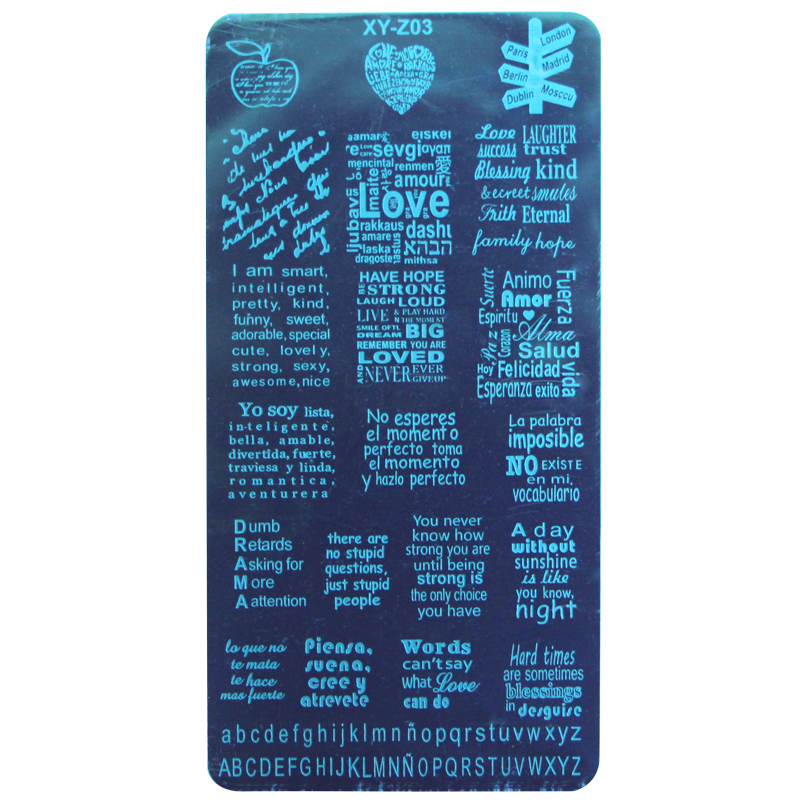 Plaque de Stamping XL Rectangulaire Écriture XY-Z03 (6cm x 12cm)