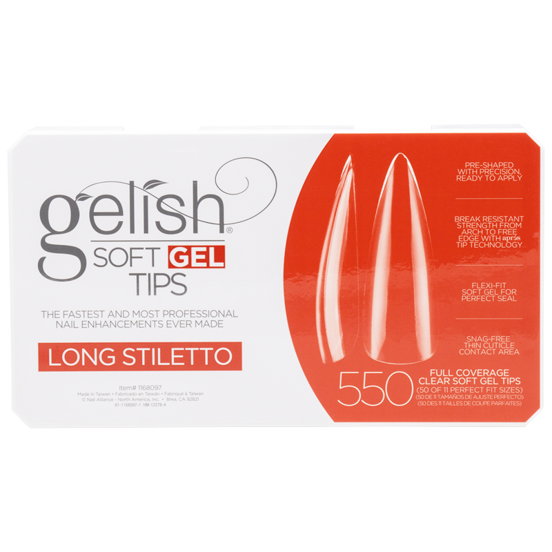 Gelish Soft Gel Tips - Prothèses Stiletto Long (550pcs)