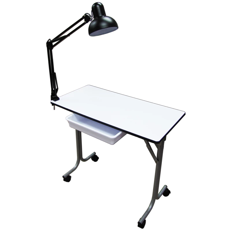 Table de Manucure Blanche Pliable Rectangulaire avec Lampe
