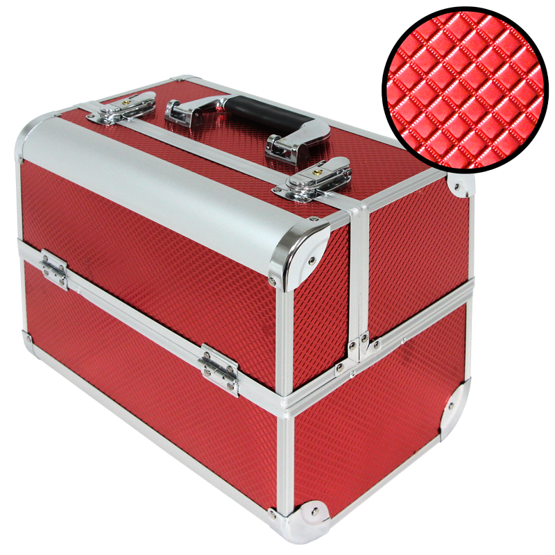 Valise motif embossé rouge (Moyenne:32x21x27cm)